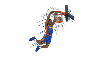 Basketball Player Slam Dunk Vector Illustration © Dodol Creative Stock