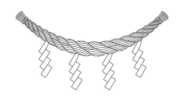 Shimenawa Sacred Rope Outline Vector