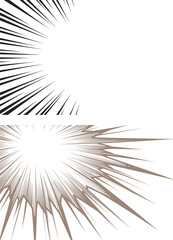 Fototapeta premium Manga speed lines and comic action radial bursts in black and brown for motion and impact emphasis