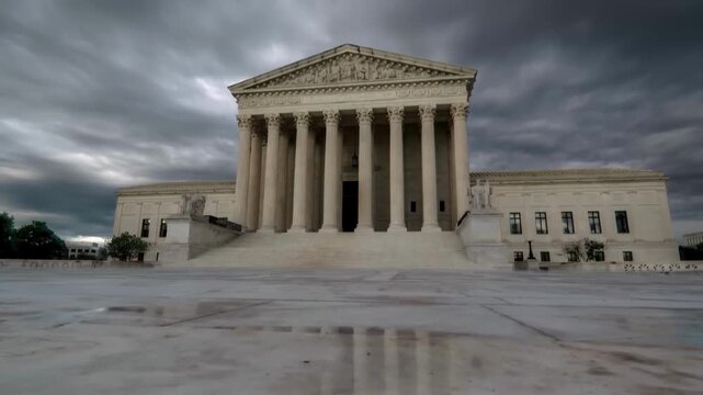 United States Supreme Court Building Under Dramatic Storm Clouds in Washington DC