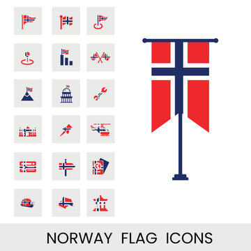 Norway flags icons 18 styles