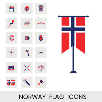 Norways flags icons in new