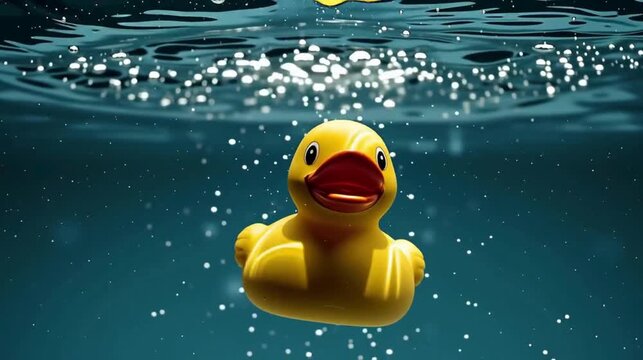 着水した瞬間のラバーダック