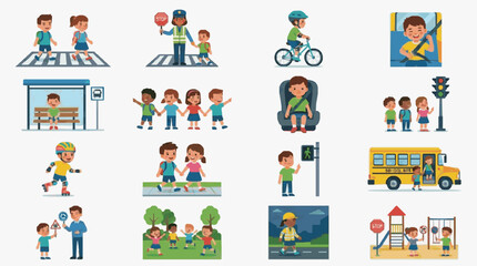 Fototapeta premium Children Learning Traffic Safety Rules.