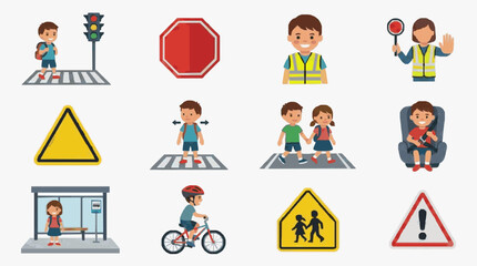 Fototapeta premium Children Learning Traffic Safety Rules.