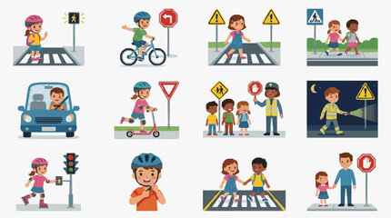 Fototapeta premium Children Learning Traffic Safety Rules.