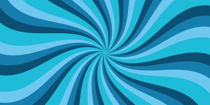 Abstract retro background with blue twisted spiral stripes. Modern hypnotic pop art pattern on a creative turquoise backdrop vector illustration.