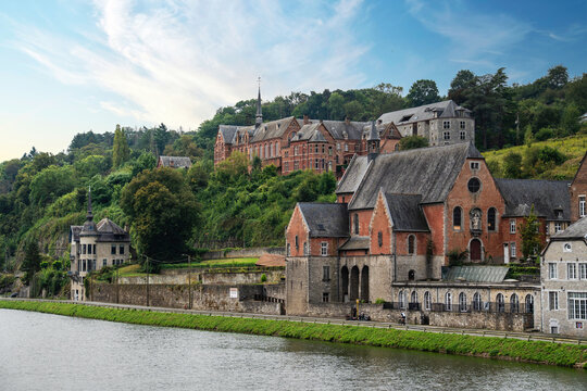 Part of Red stone ancient convent of the Capuchins is now the seat of CPAS, the social services of the city. Meuse River in front.