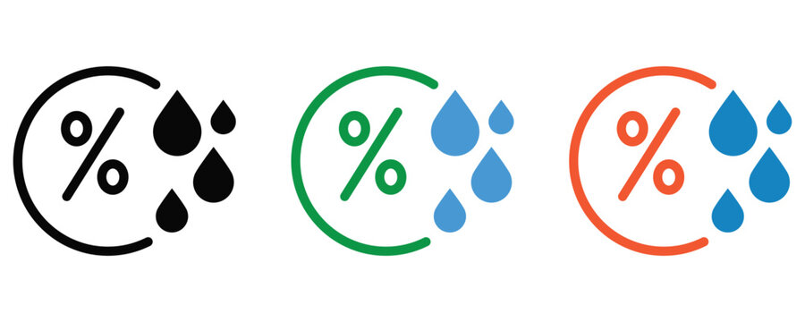 Humidity icon vector set, humidity concept in trendy flat style illustration isolated on white background.