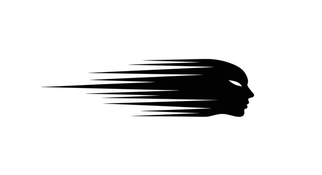 Black Silhouette of a Moving Head.