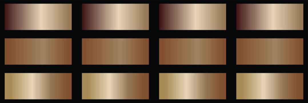 Vector set of gold gradient palette for digital design and decoration element.