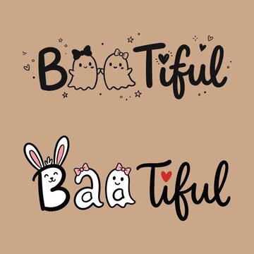 Halloween boo tiful baatiful playful ghost bunny graphic