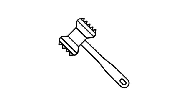 Minimalist outline illustration of a kitchen meat tenderizer hammer tool.