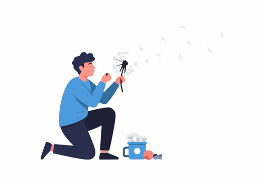 Man Using Mosquito Swatter with Mosquitoes Flying