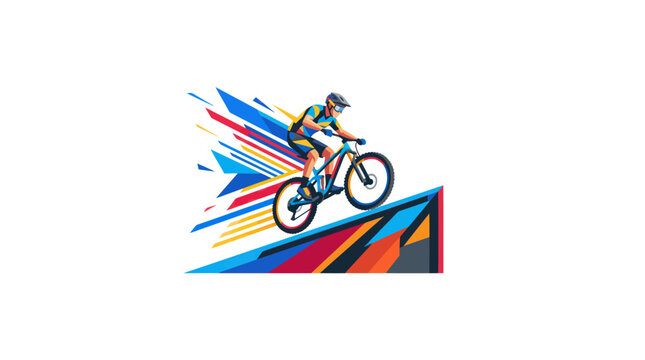 Mountain Biker Dynamic Vector Illustration