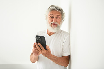 Fototapeta premium Senior men on studio white background with great beard