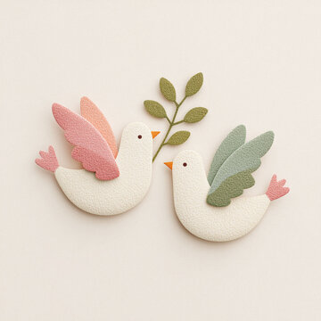     Felt Peace Doves with Branch