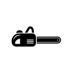 Naklejka premium Solid Black Chainsaw Machine Silhouette