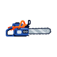 Fototapeta premium Blue and Orange Portable Power Chainsaw