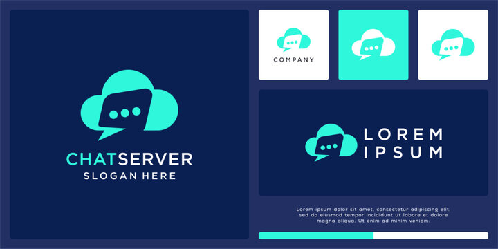 Chat server logo design with cloud