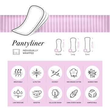 Sanitary pads icon set. The outline icons are well scalable and editable. Contrasting elements are good for different backgrounds. EPS10.	