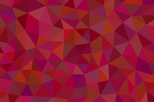 Low poly geometric background in shades of red and magenta, abstract crystalline texture, vibrant ruby triangular pattern for digital design