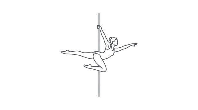 Pole Dancer Line Art Vector Illustration