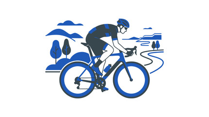 Fototapeta premium Cyclist Riding Road Bike Vector Illustration