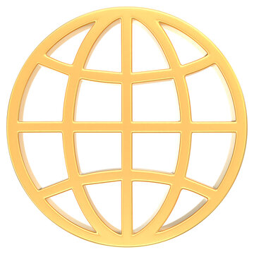 3D gold earth world icon