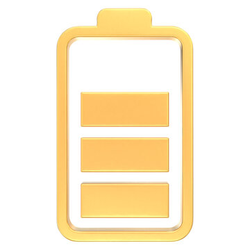Gold 3D battery power icon