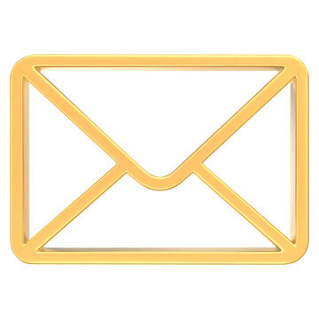 Golden 3D envelope icon outline