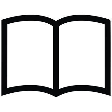Open book outline vector illustration for education concept or library branding signage.