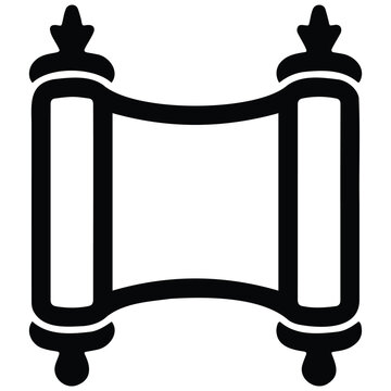 Torah scroll vector silhouette illustration of religious jewish scripture book flat icon.