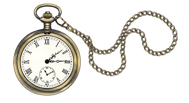 Antique Pocket Watch: Timeless Elegance, Detailed Illustration