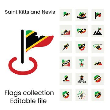 Saint Kitts and Nevis flags icons 18 styles