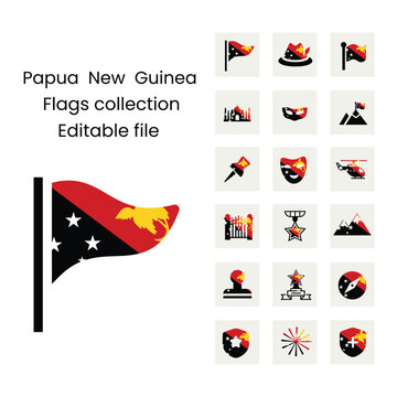 Papua  New  Guinea flags icons 18 styles