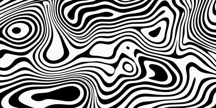 Optical illusion wave pattern black and white abstract design