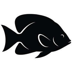 Fototapeta premium Ocean fish aquatic wildlife silhouette vector illustration graphic symbol for marine life.
