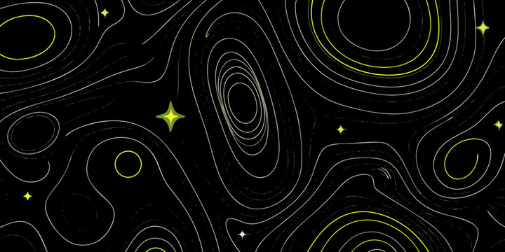 Topographic star pattern on a dark background vector illustration