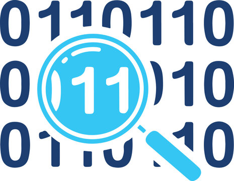 Magnifying Glass Focusing On Binary Code Data