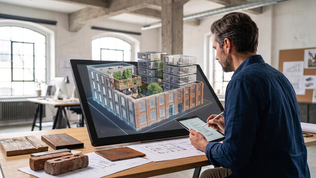 Adaptive-Reuse Architect Testing AI-Generated Industrial Building Conversions with Housing, Offices and Public Walkways