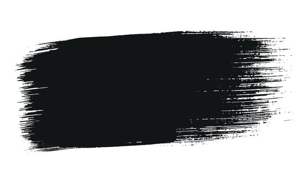 Black ink paint brush stroke texture isolated on a clean white background