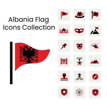 Albania flags icons 18 styles