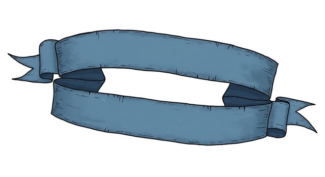 Dusty Blue Scroll: Hand-Drawn Vintage Banner