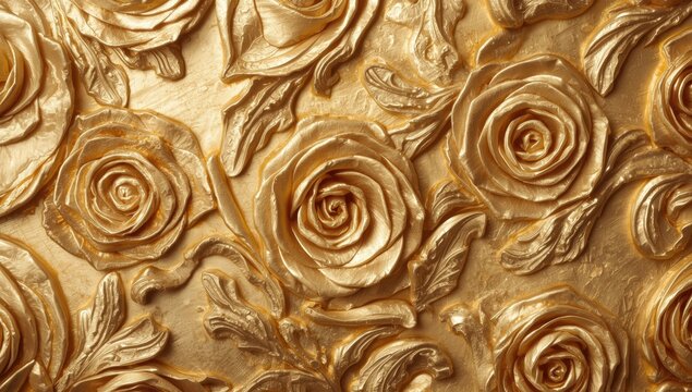 Gold rose patterns on a textured background