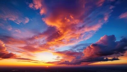 Fototapeta premium Dramatic Sunset Clouds Vibrant Sky Illumination