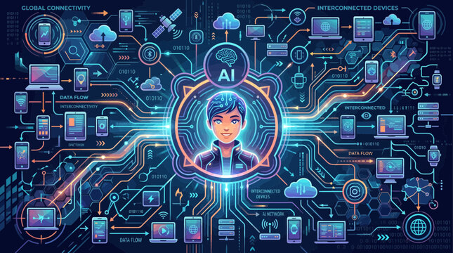 Abstract Blue Circuit Board Technology Background with Digital Network Connections Futuristic Computer Communication Data Vector Illustration for Business Innovation and Global Tech Design