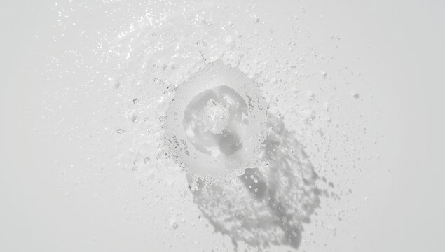 High speed photo of water fountain splash on sleek white surface