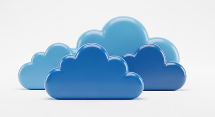 Fototapeta premium Blue cloud shapes on white background