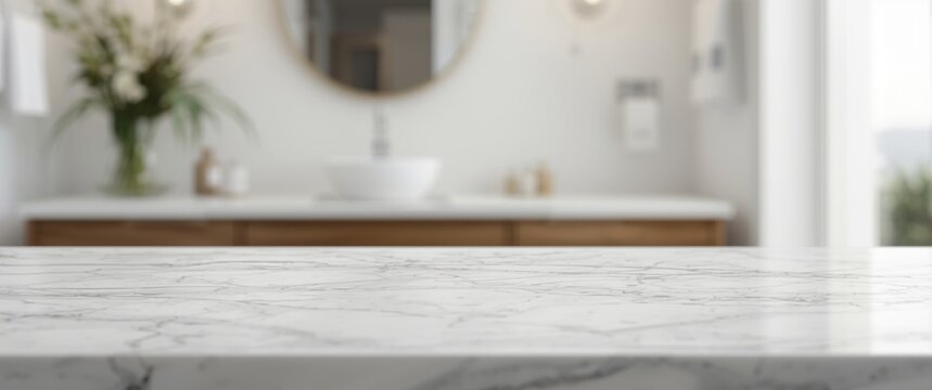 Marble countertop in a modern bathroom setting